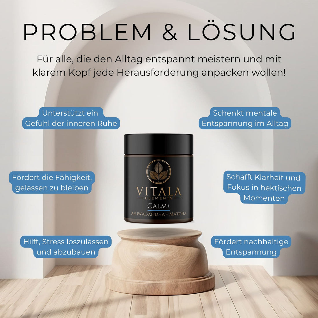 Stress, innere Unruhe oder Konzentrationsschwierigkeiten? CALM+ bietet eine natürliche Lösung. Die Kombination aus adaptogenen Pflanzenstoffen wie Ashwagandha hilft dem Körper, besser mit Stress umzugehen, während Matcha sanfte Energie liefert. Diese Nahrungsergänzung fördert nachhaltige Entspannung, ohne Müdigkeit zu verursachen.